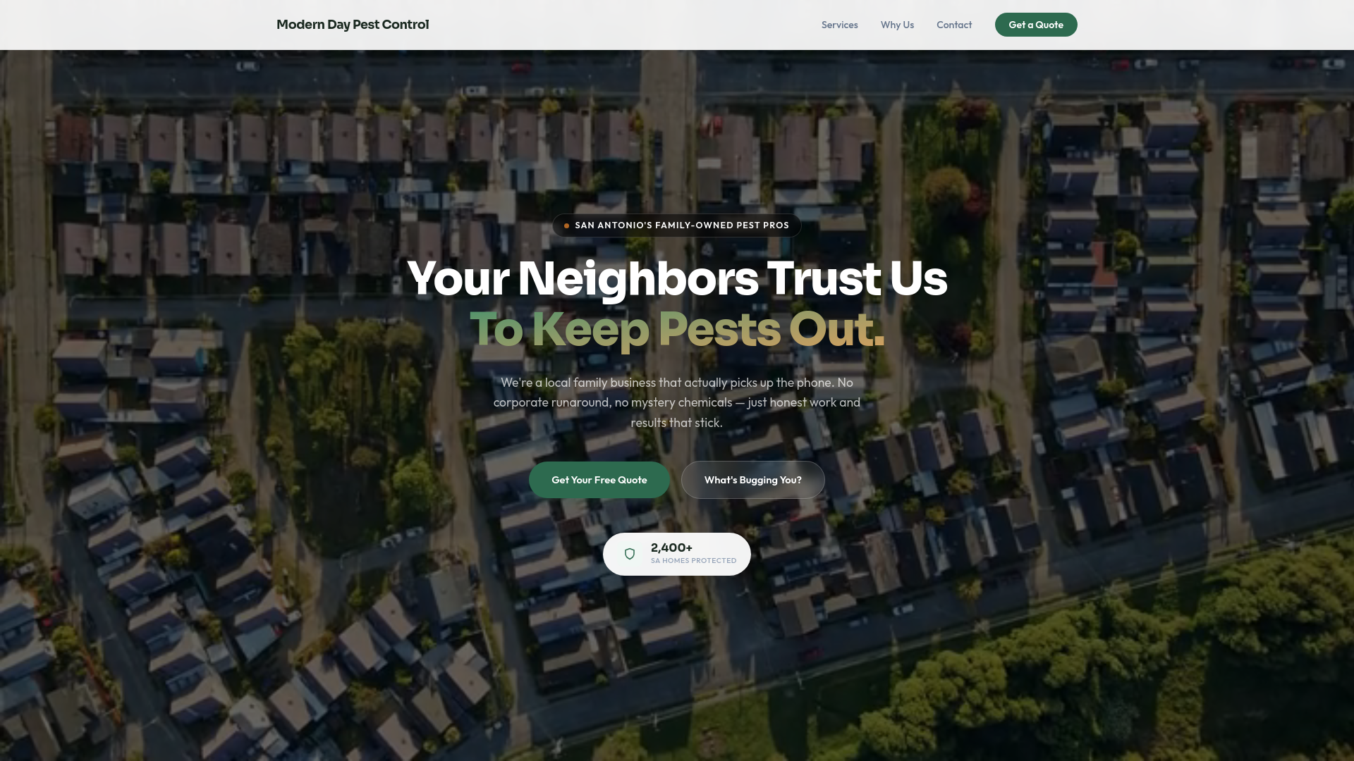 website screenshot of https://moderndaypestcontrolsa.com/