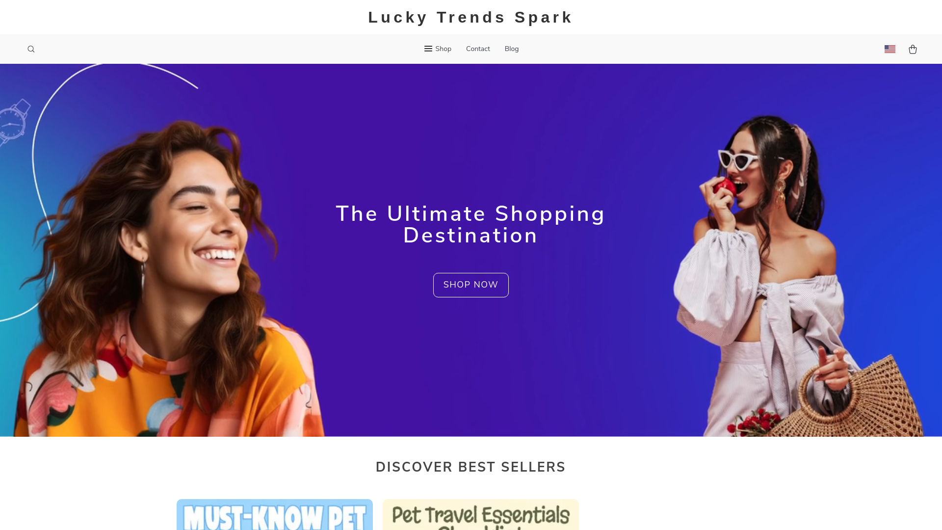 website screenshot of https://luckytrendsspark.shop/