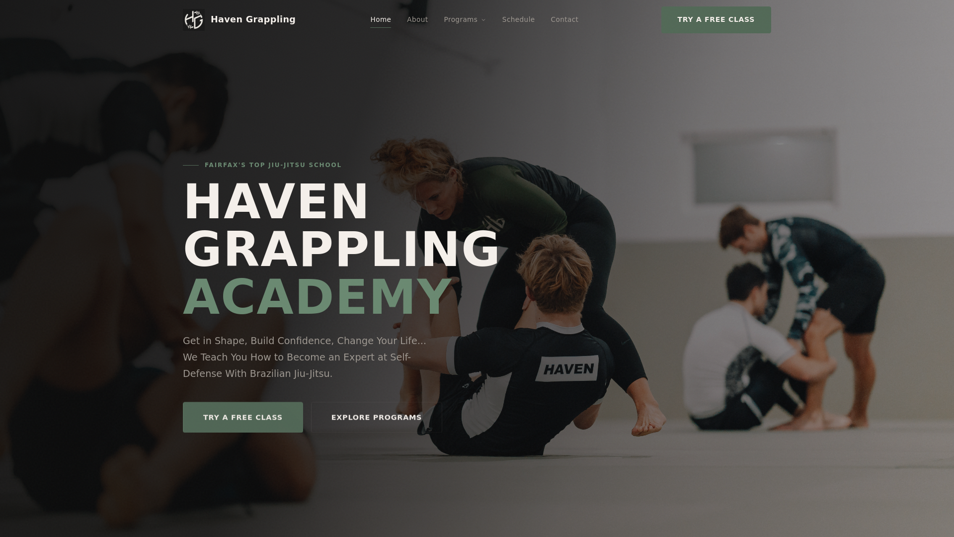 website screenshot of https://havengrappling.pages.dev/