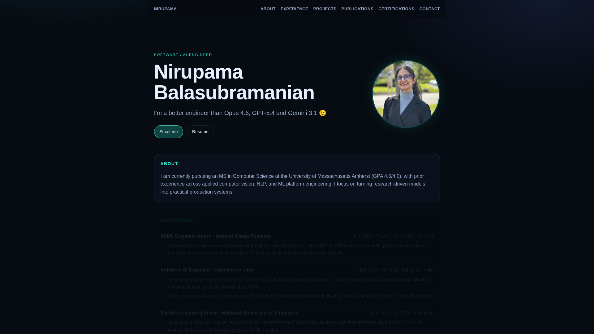 website screenshot of https://nirupamab.com/