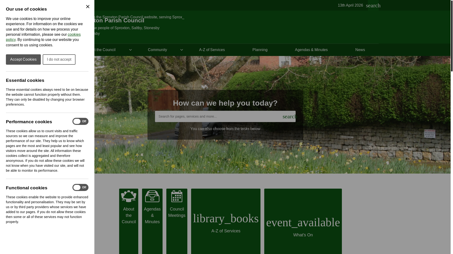 website screenshot of https://sproxtonparishcouncil.gov.uk/