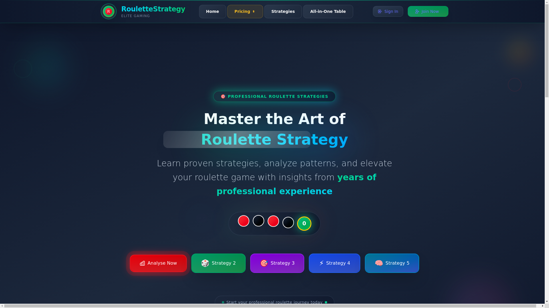 website screenshot of https://roulettemaster.space/