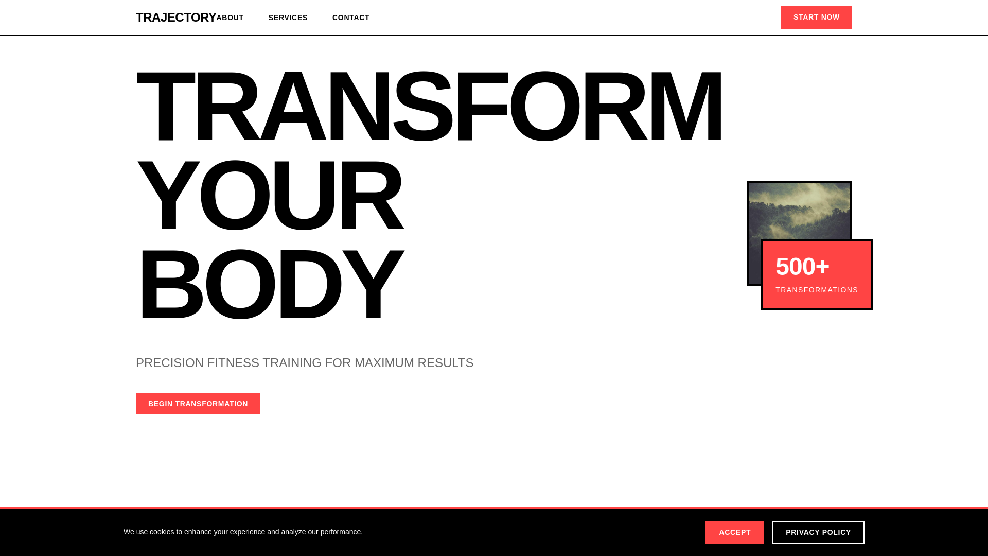 website screenshot of https://trajectoryfitness.click