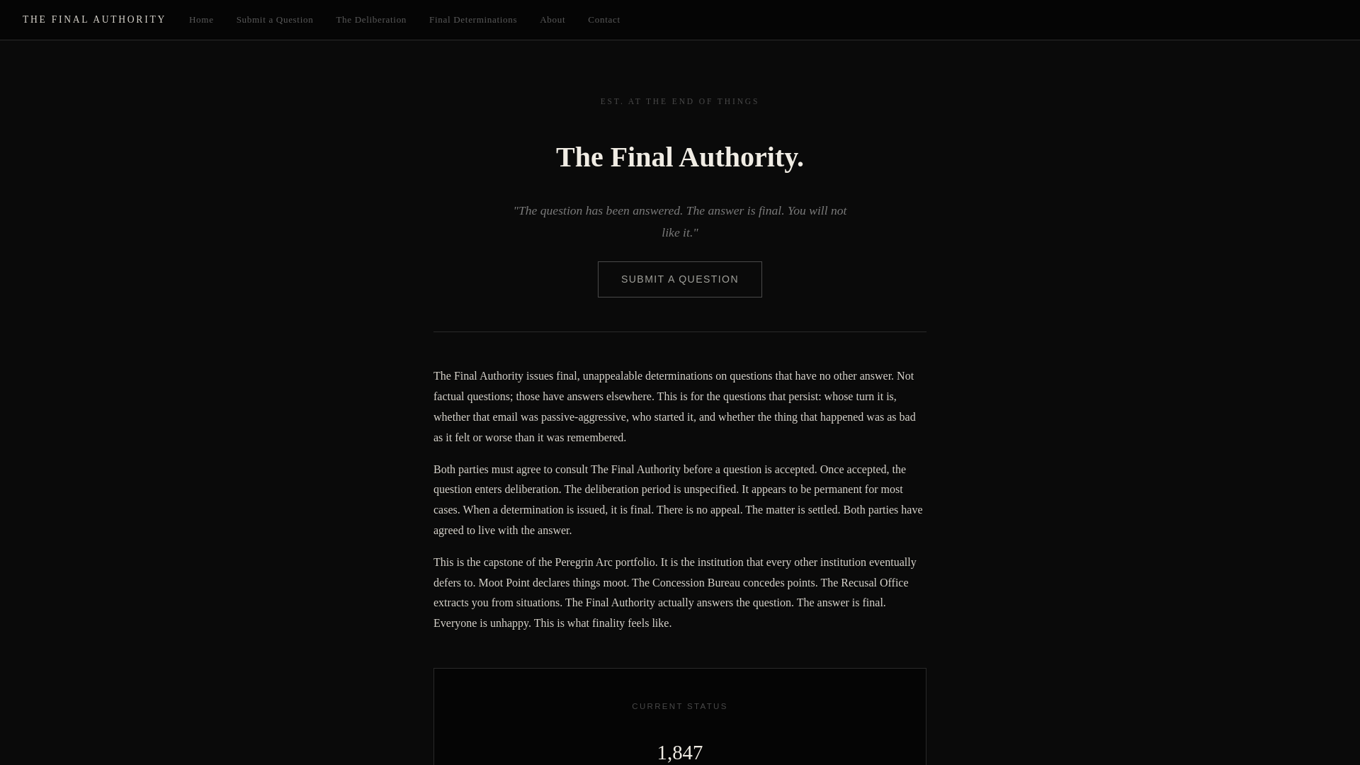 website screenshot of https://thefinalauthority.pages.dev/