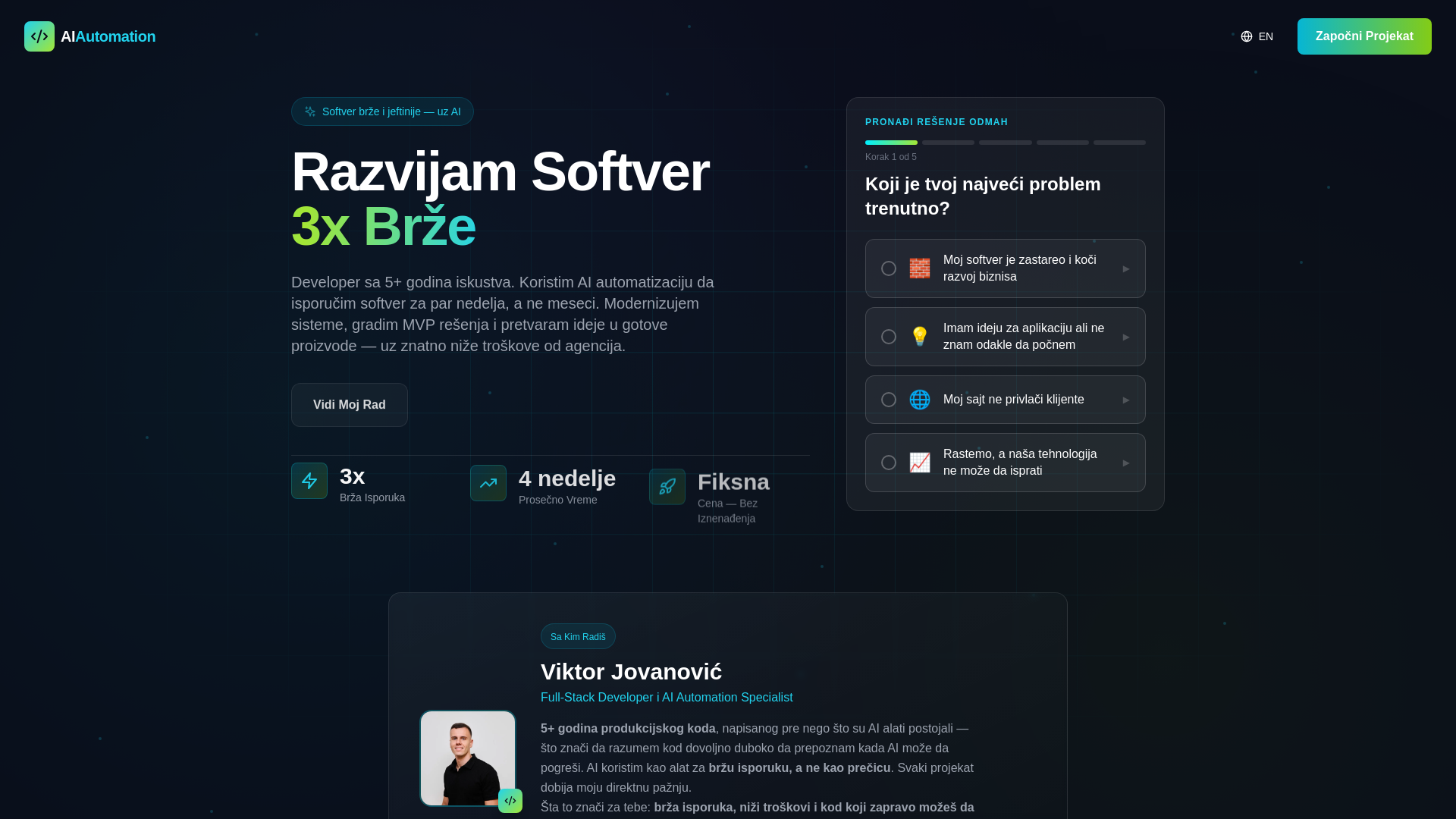 website screenshot of https://aiautomation.rs/