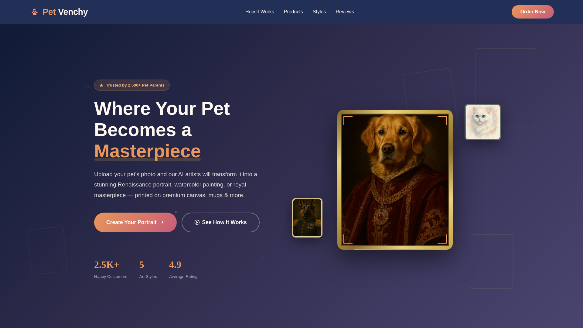 website screenshot of https://petvenchy.com/