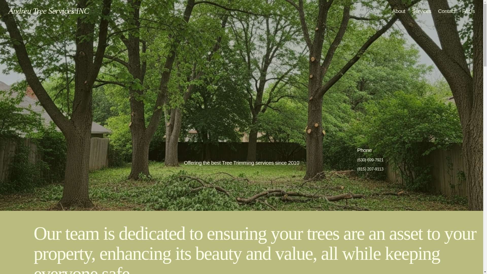 website screenshot of https://andreutreeserviceinc.com/