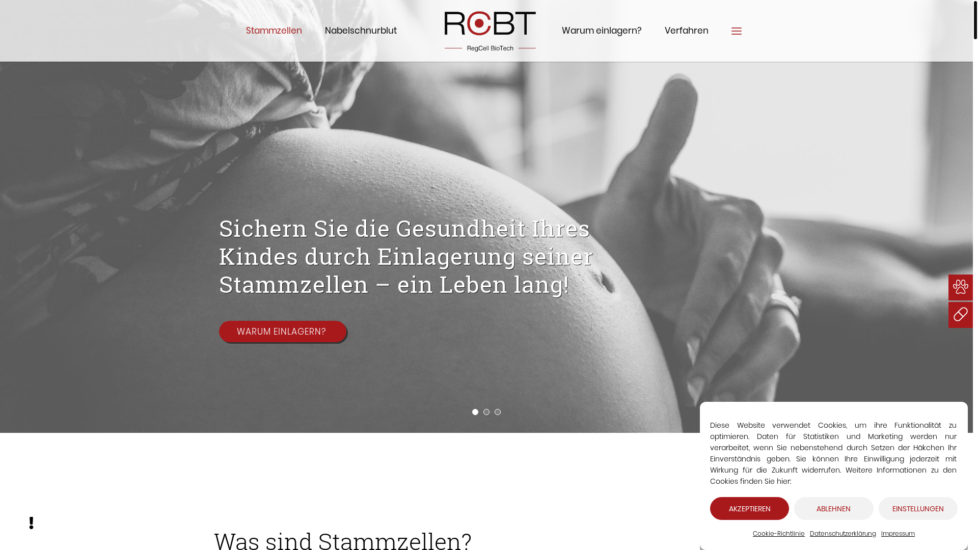 website screenshot of https://regcell.ch/