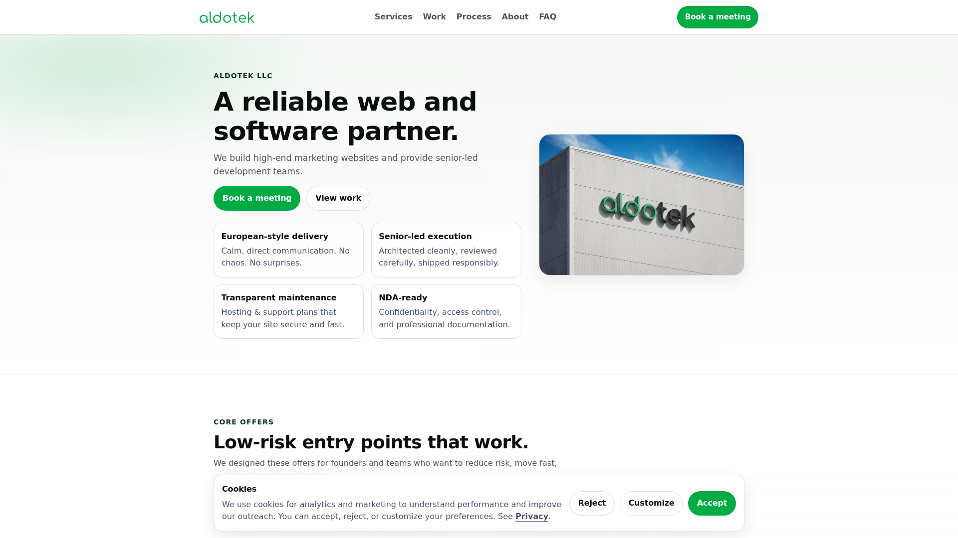 website screenshot of https://aldotek.xyz/