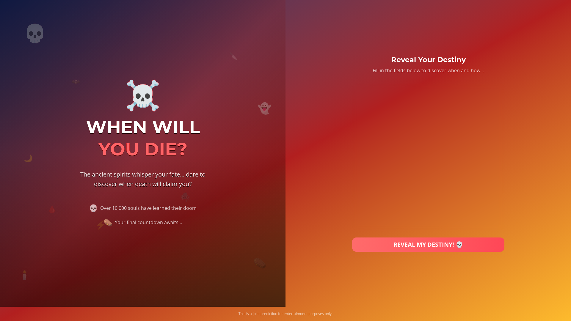 website screenshot of https://wheniwilldie.online/