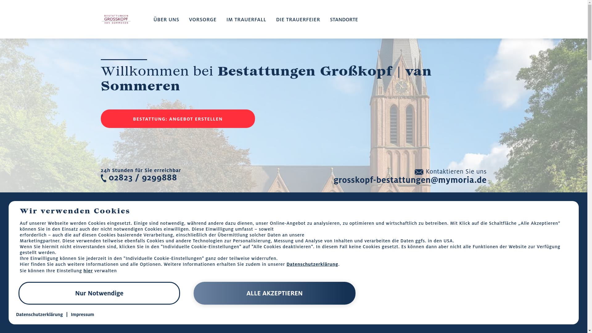 website screenshot of https://vansommeren-bestattungen.de/