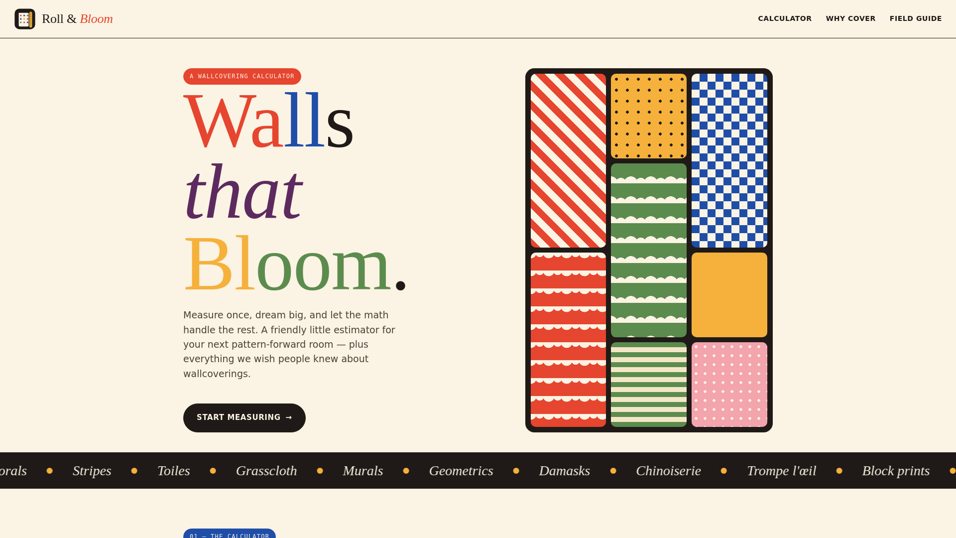 website screenshot of https://wallcovercalculator.com