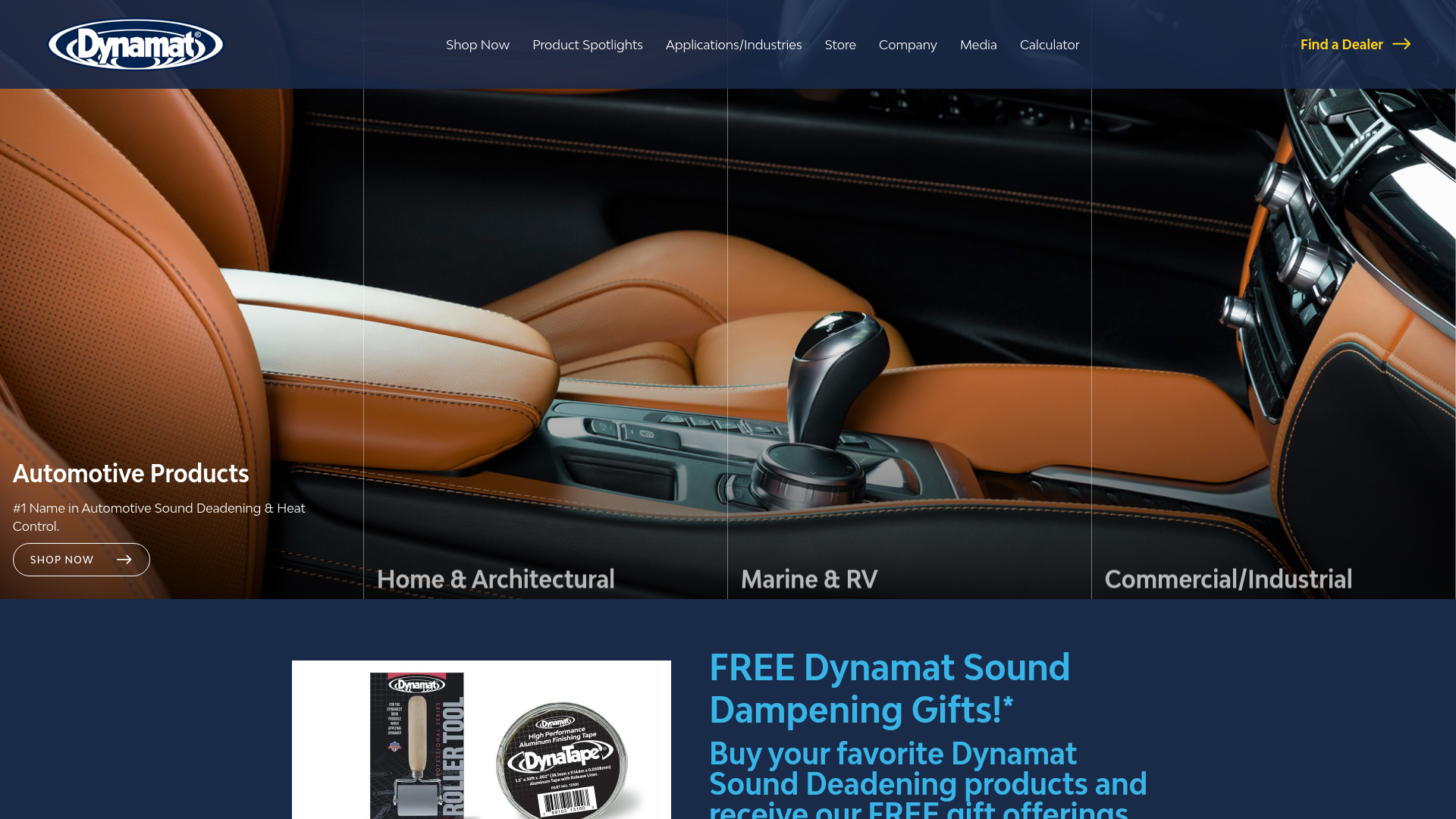 website screenshot of https://www.dynamat.com