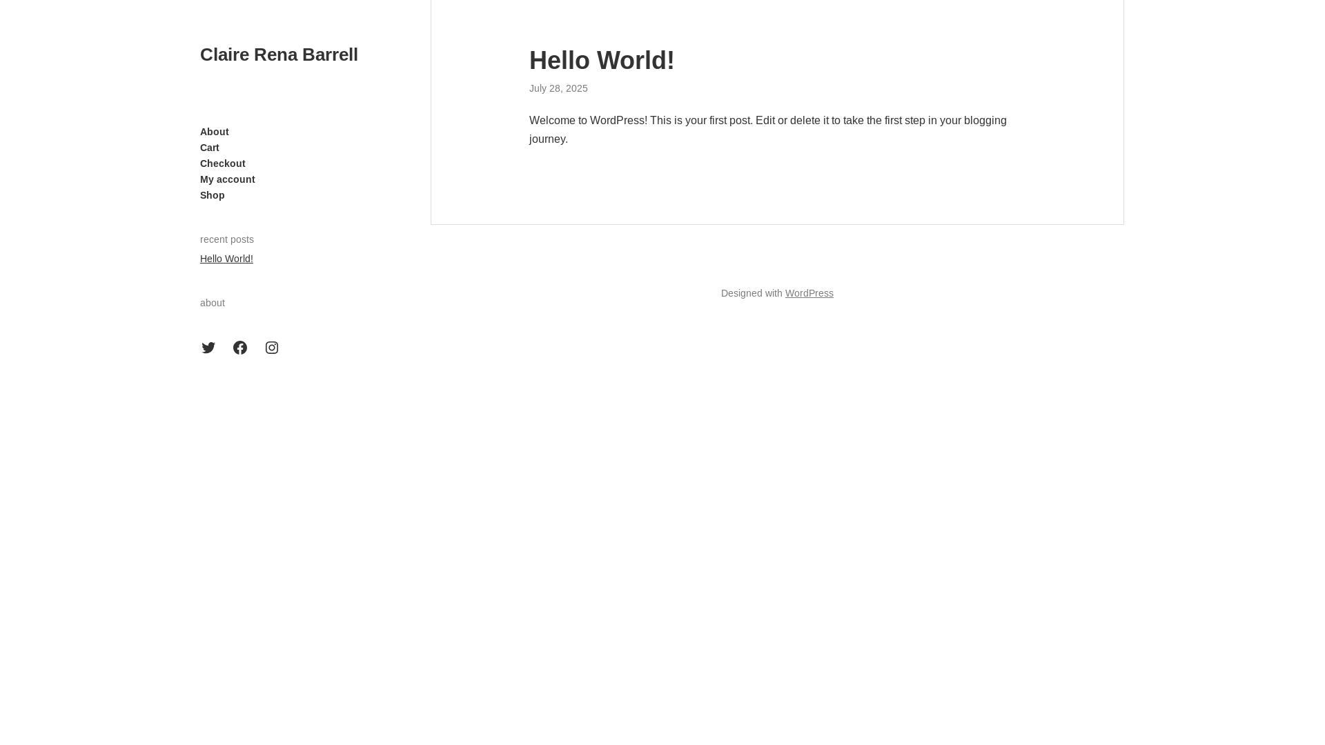 website screenshot of https://clairerenabarrell.com/