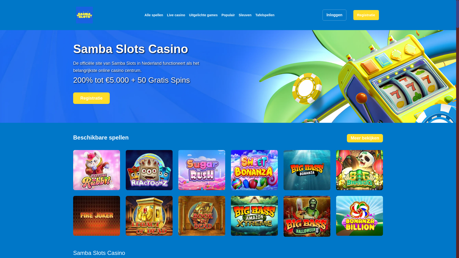 website screenshot of https://sambaslots-casino.nl/