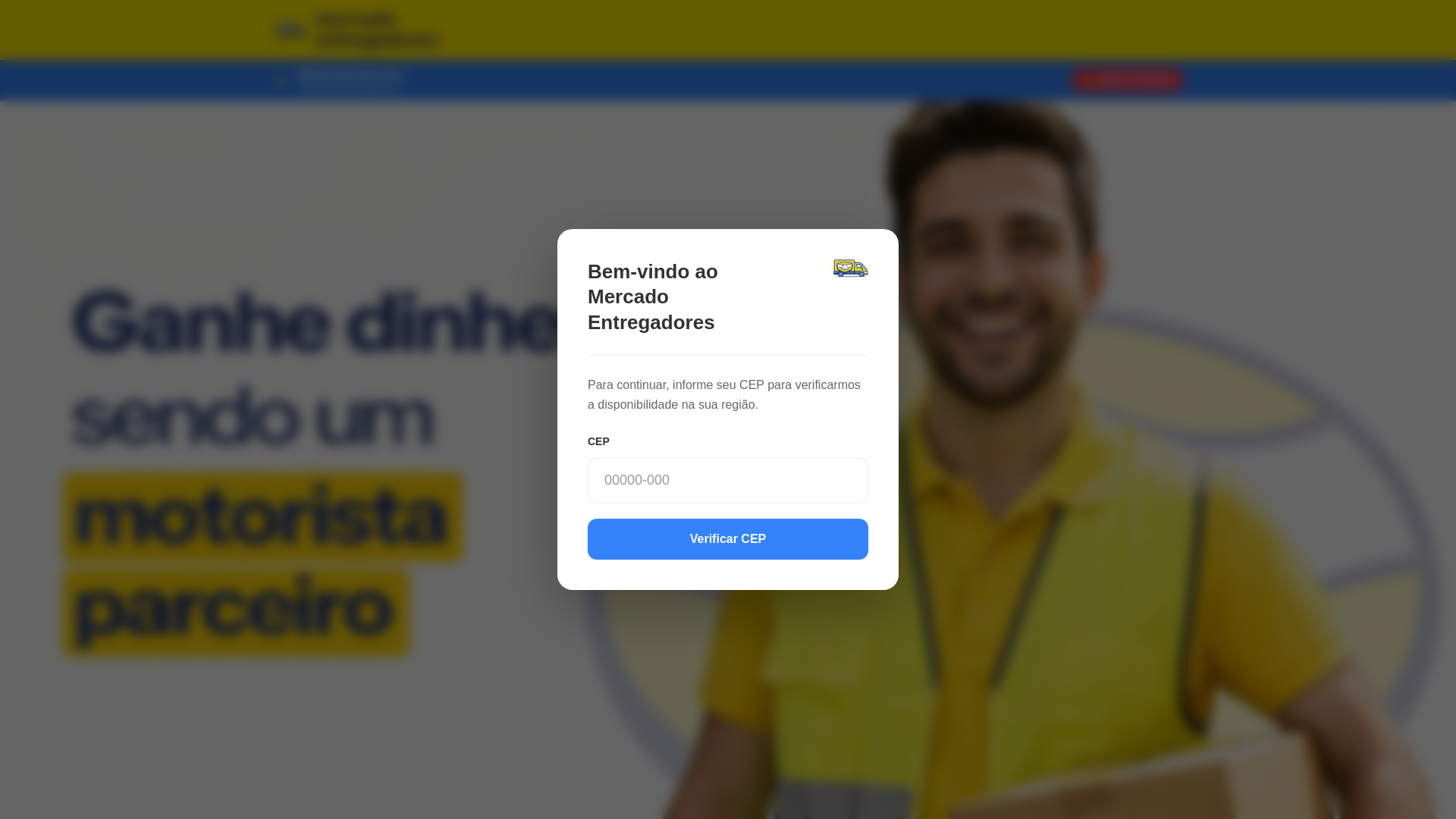 website screenshot of https://portal-cadastroentregador-online.shop/