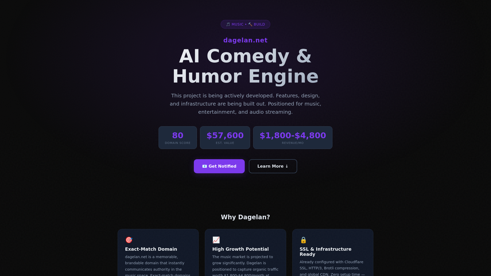website screenshot of https://dagelan.net/