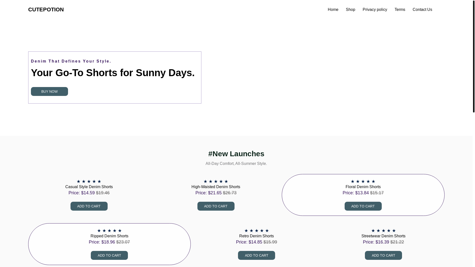 website screenshot of https://cutepotion.site/