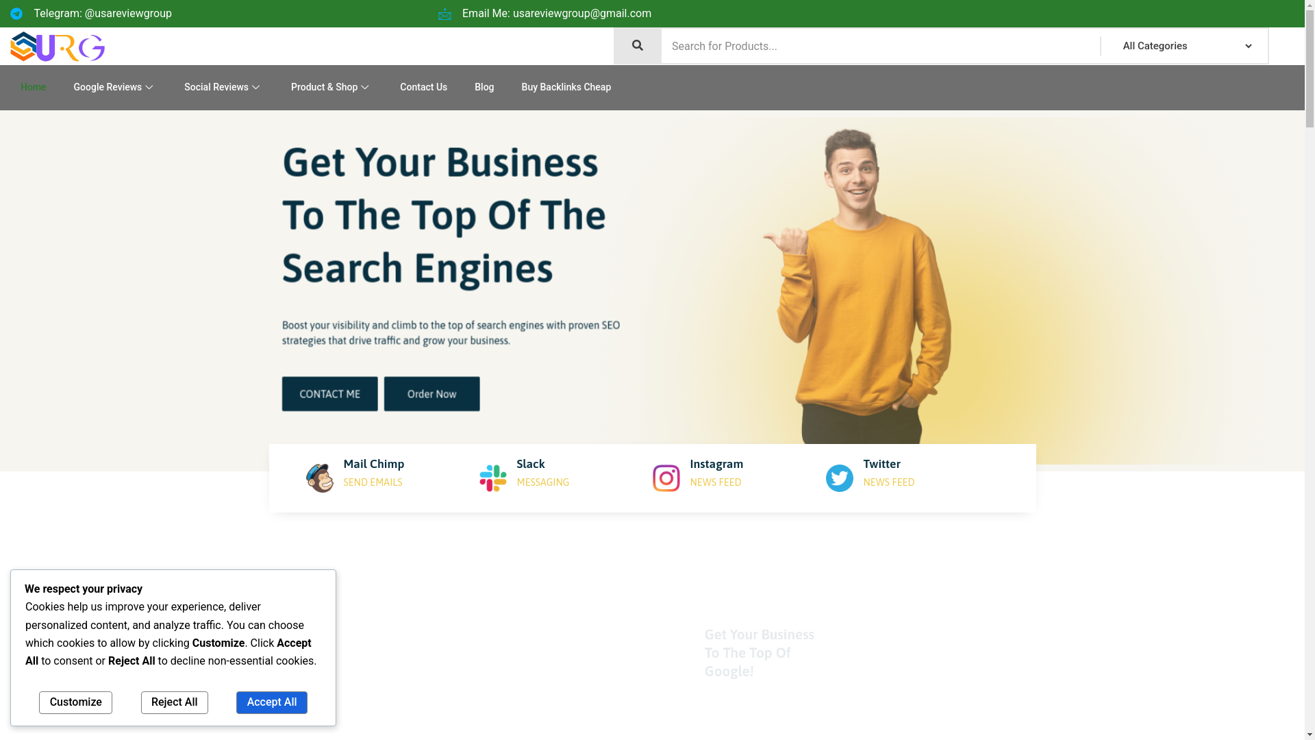 website screenshot of https://www.usareviewgroup.com/