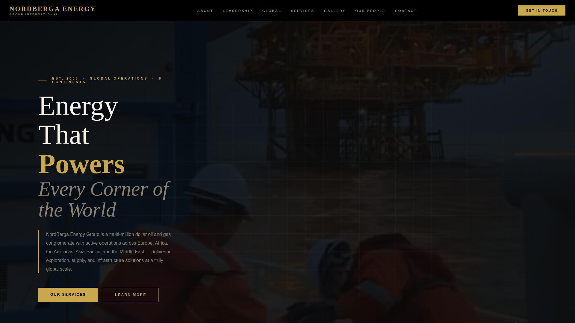 website screenshot of https://nordbergaenergy.com/