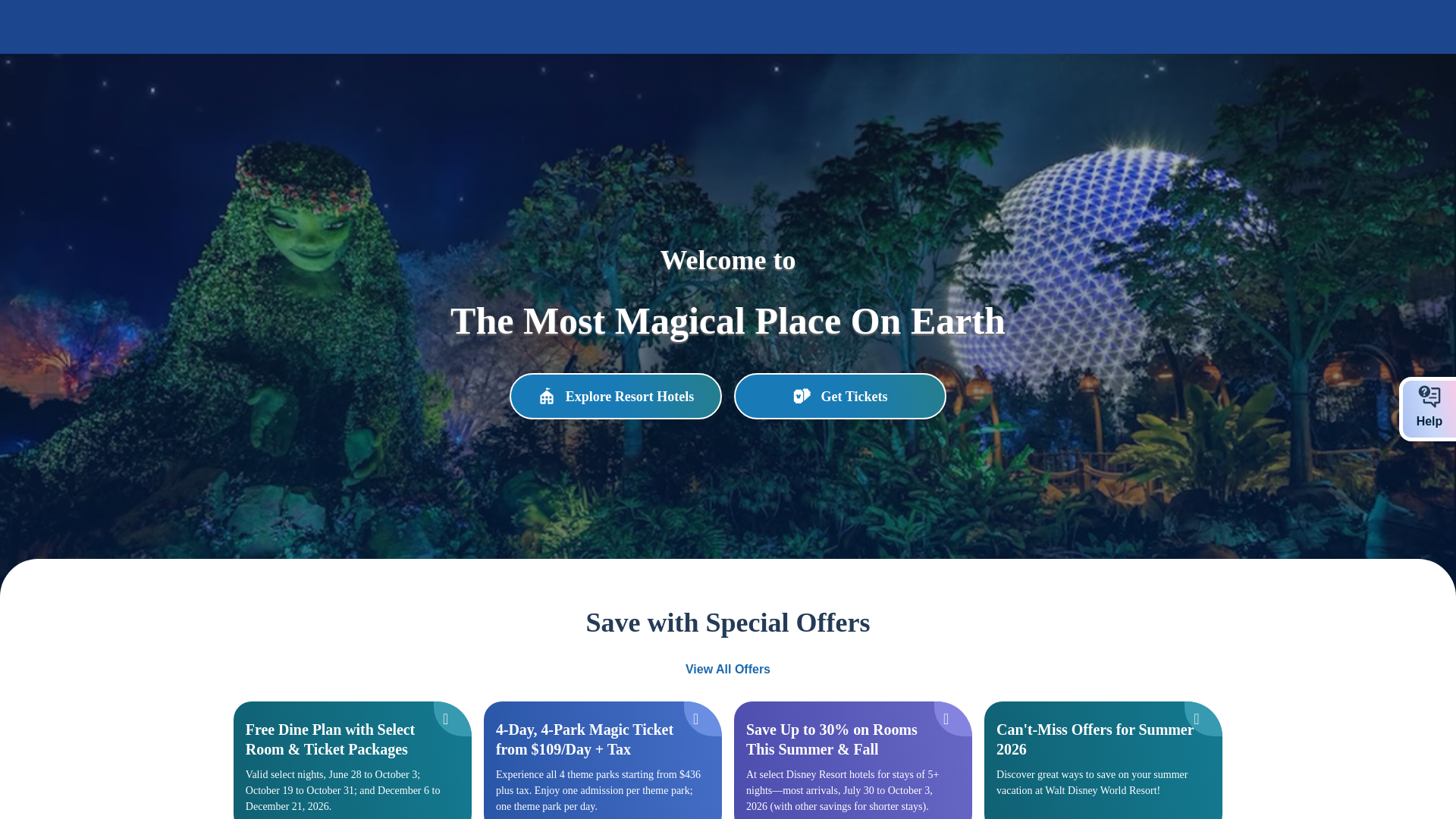 website screenshot of https://disneyworld.disney.go.com
