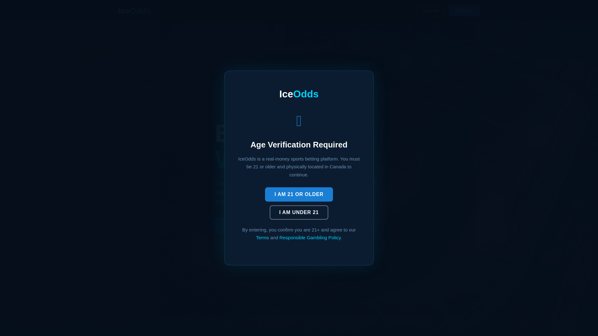 website screenshot of https://iceodds.ca/