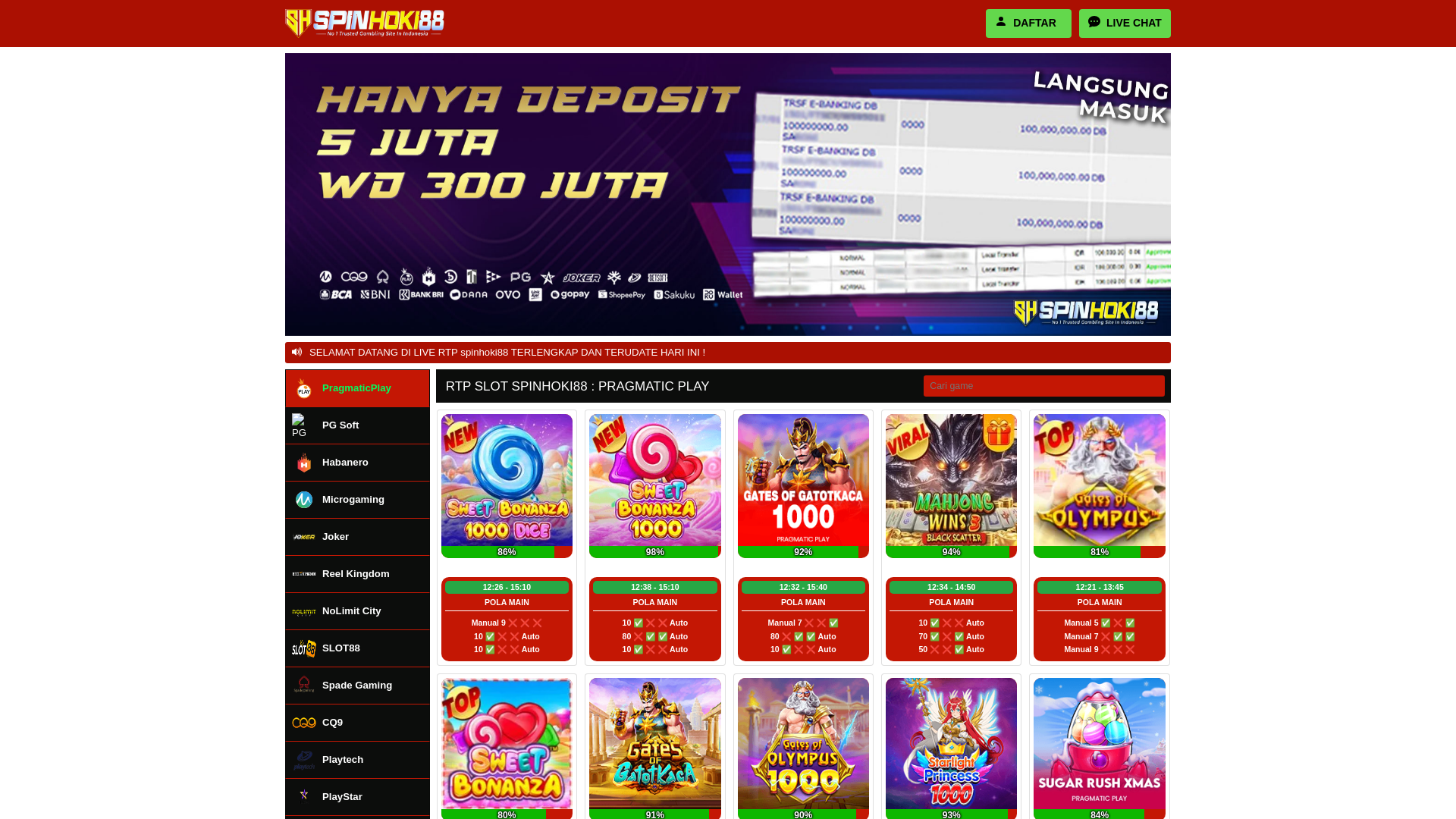 website screenshot of https://spinhoki88rtp.pages.dev/