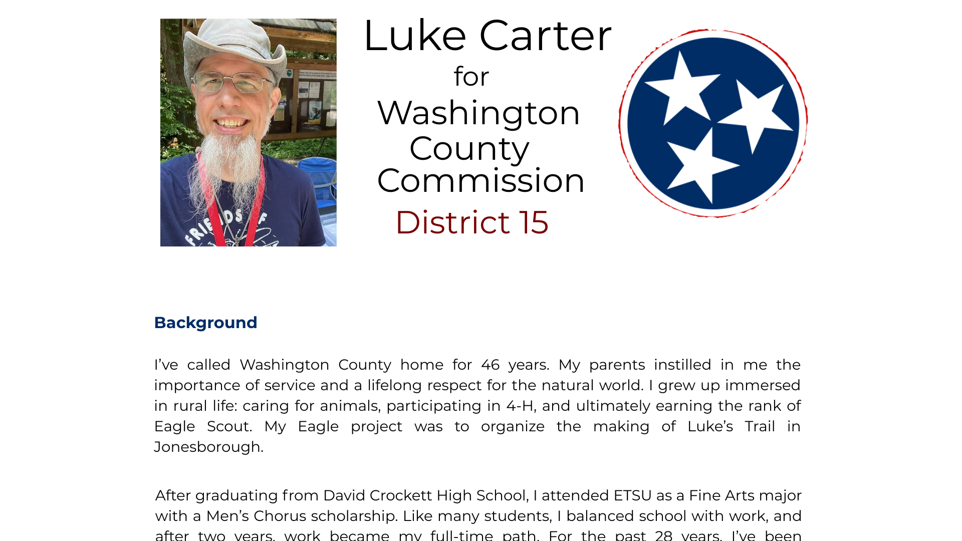 website screenshot of https://carterforcounty.com