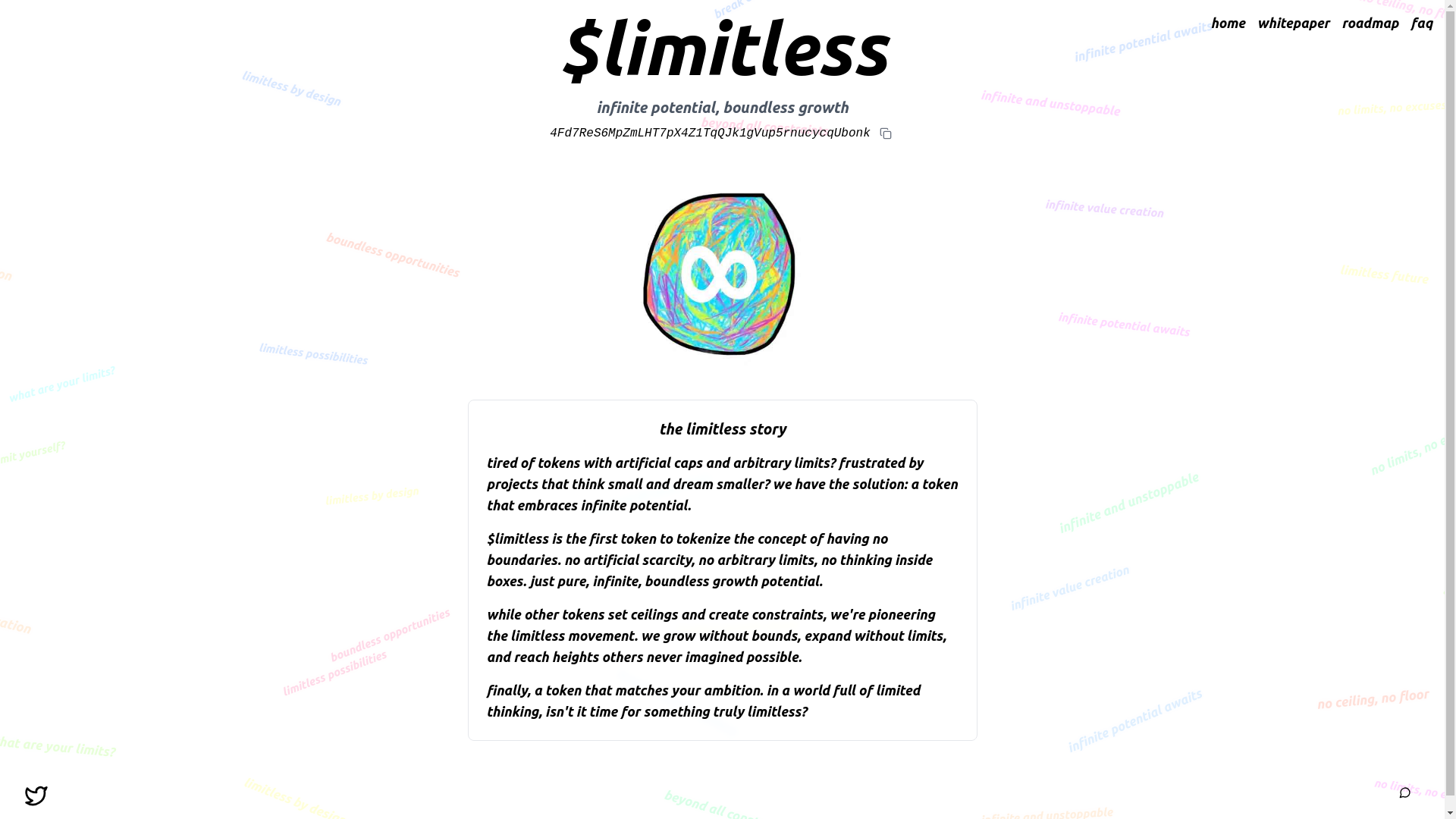 website screenshot of https://limitlesstoken.fun/