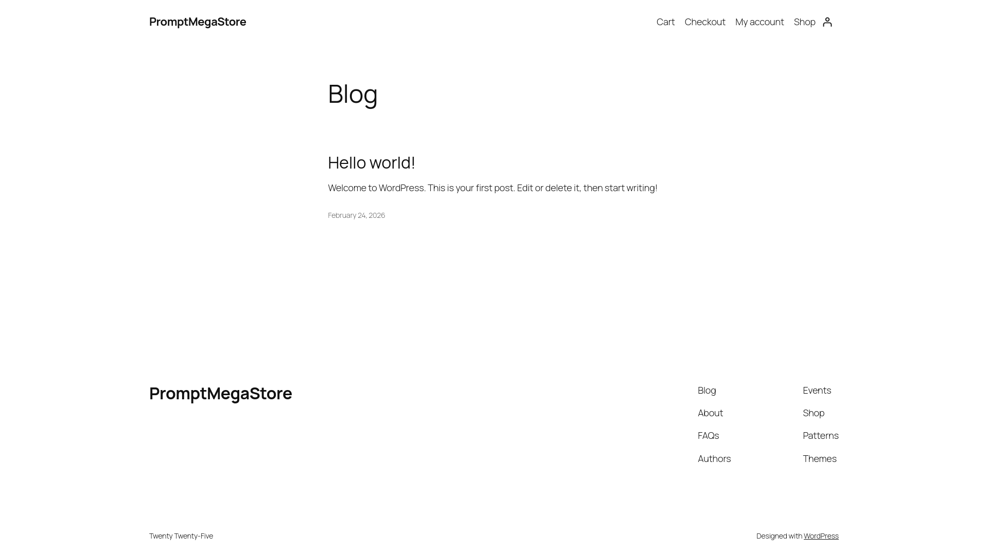 website screenshot of https://promptmegastore.com/