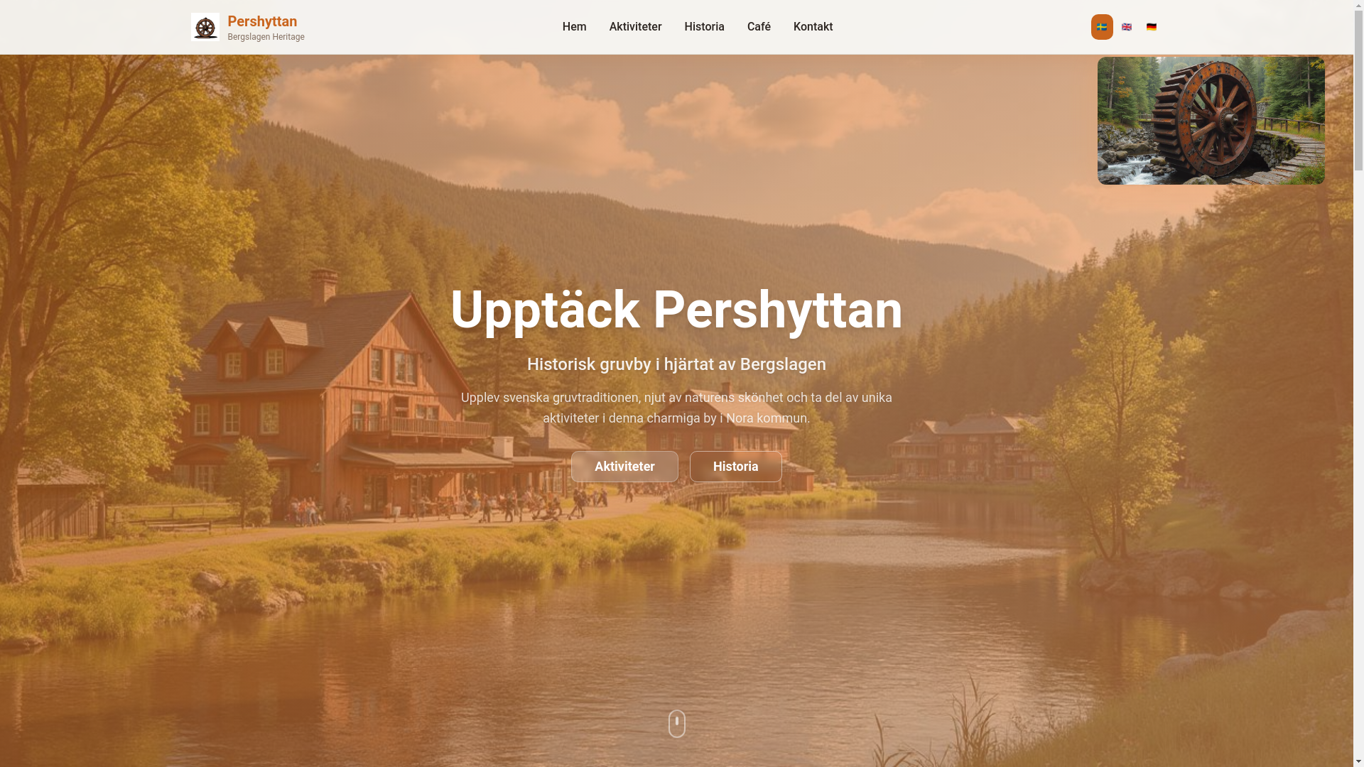 website screenshot of https://pershyttan.se/