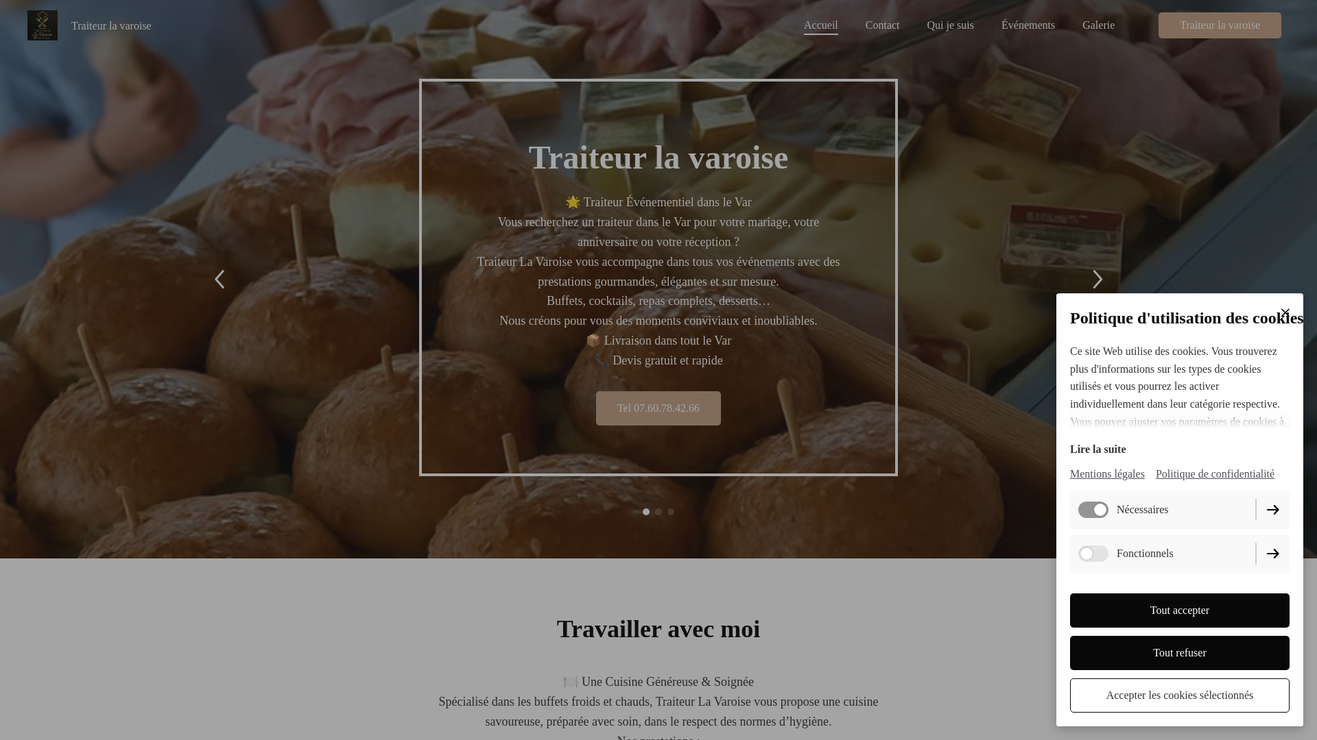 website screenshot of https://traiteurlavaroise.com/