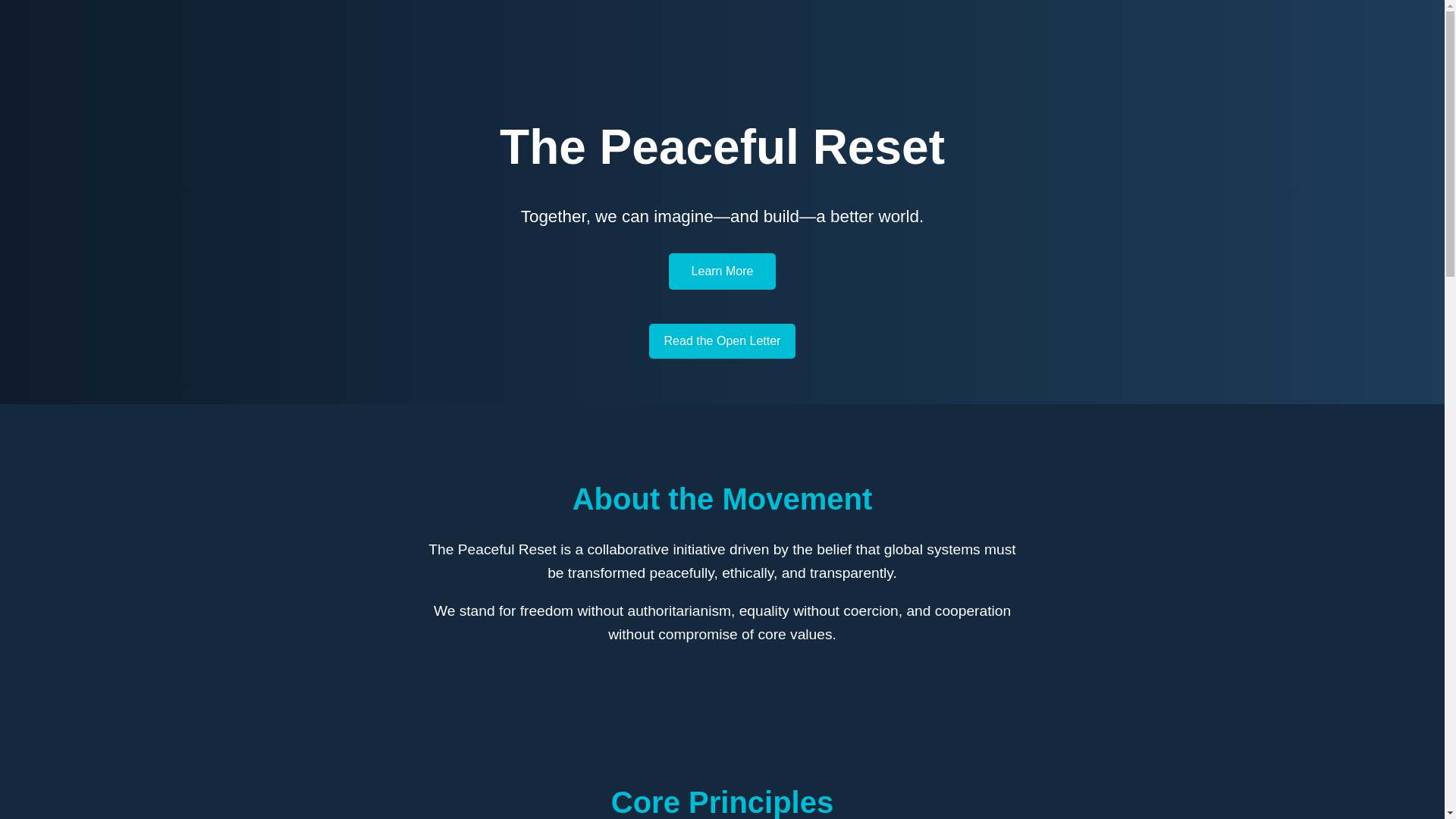 website screenshot of https://peacereset.org/