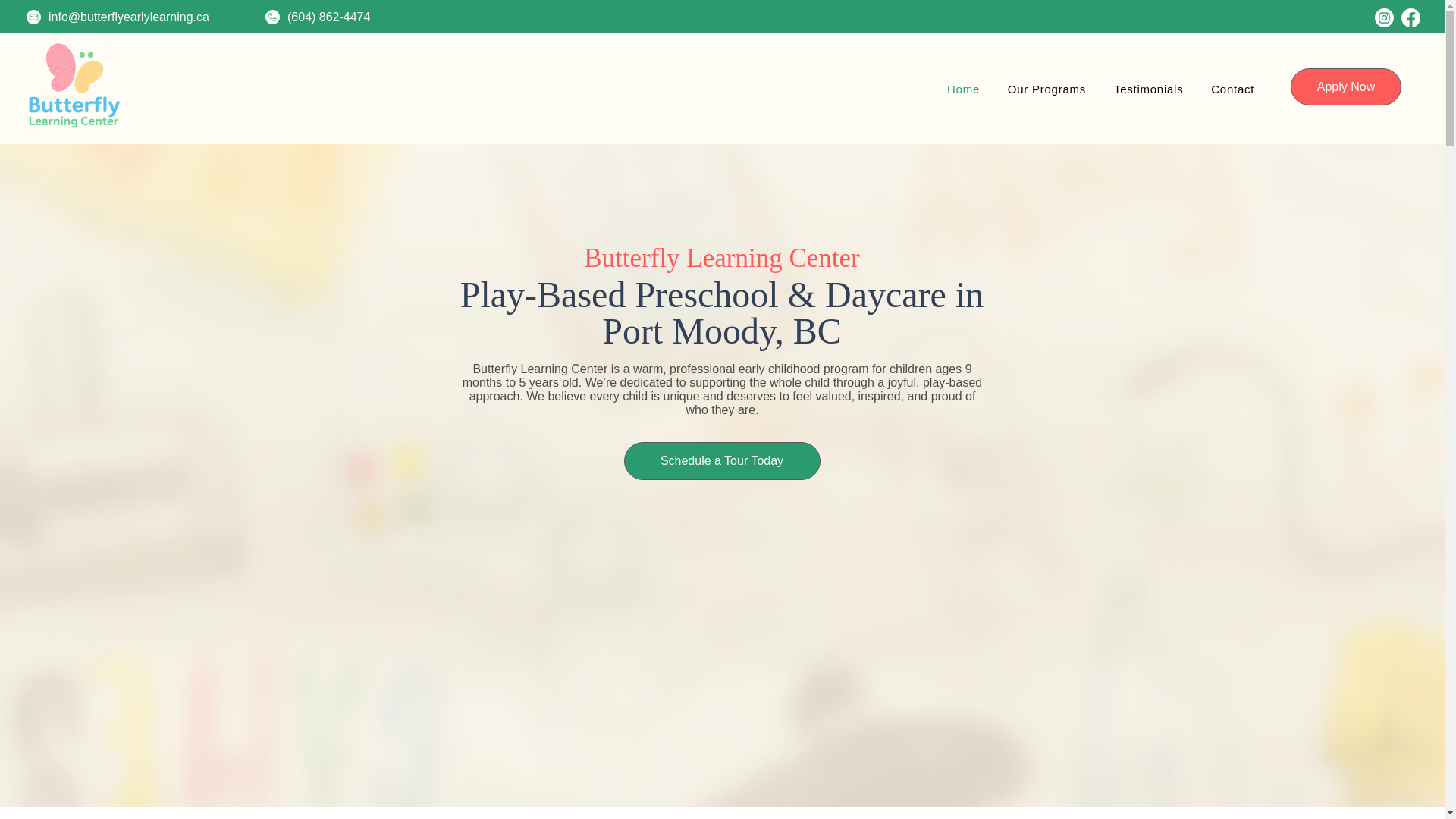 website screenshot of https://butteflylearningcentre.ca/