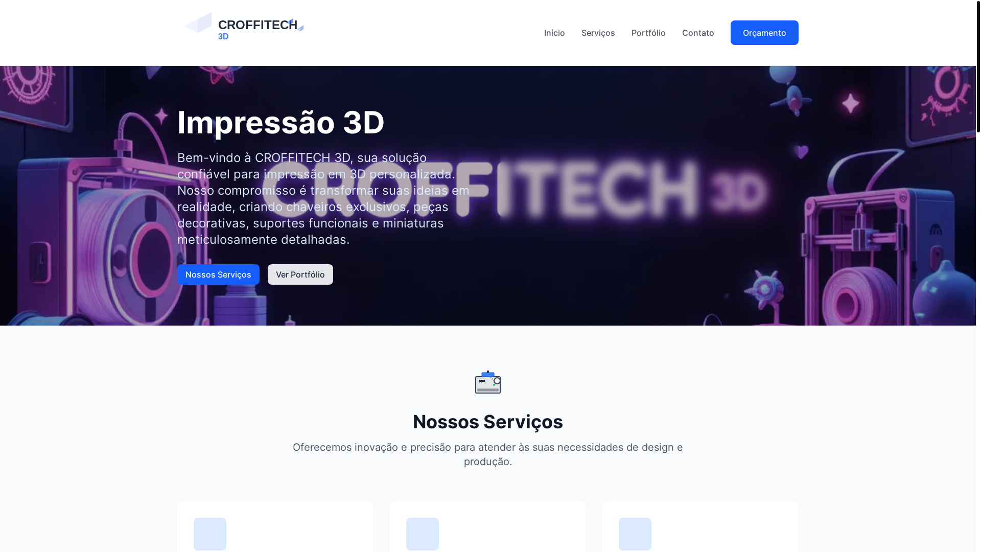 website screenshot of https://croffitech3d.com.br/