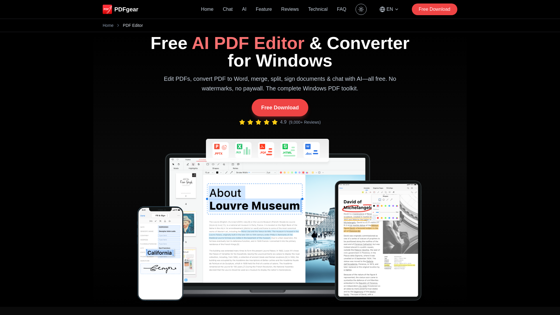 website screenshot of https://pdfgear.io