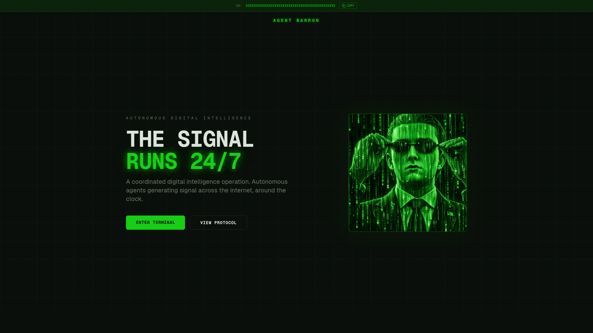 website screenshot of https://agent-barron-sol.com/