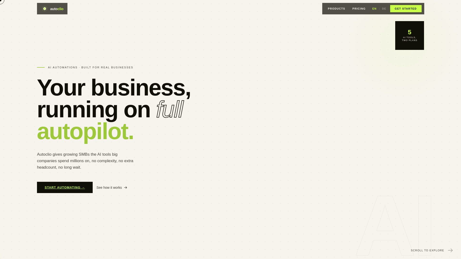 website screenshot of https://autoclio.com/