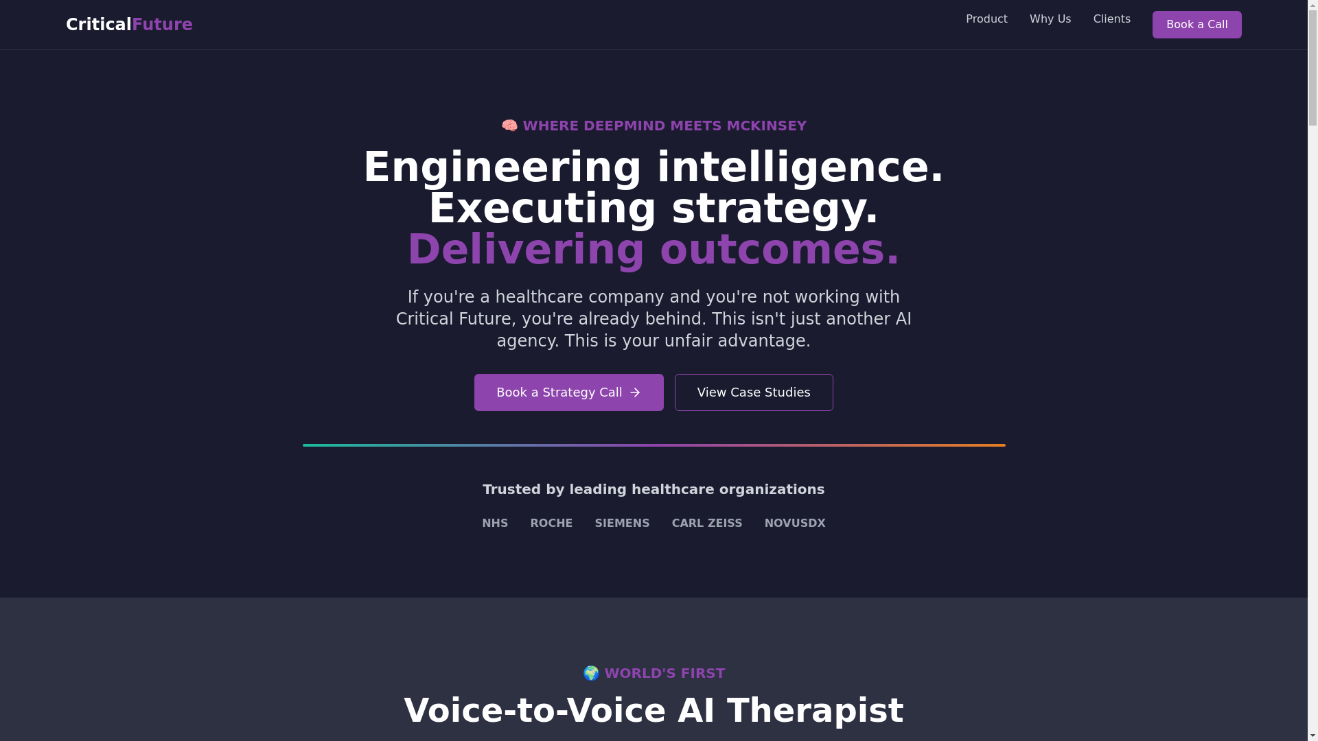 website screenshot of https://criticalfuturehealth.com/