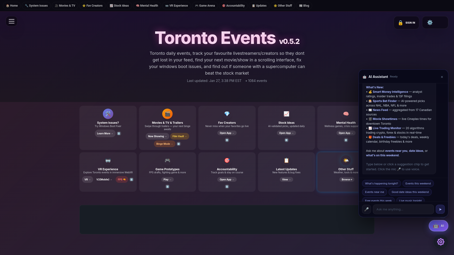 website screenshot of https://torontoevent.net/