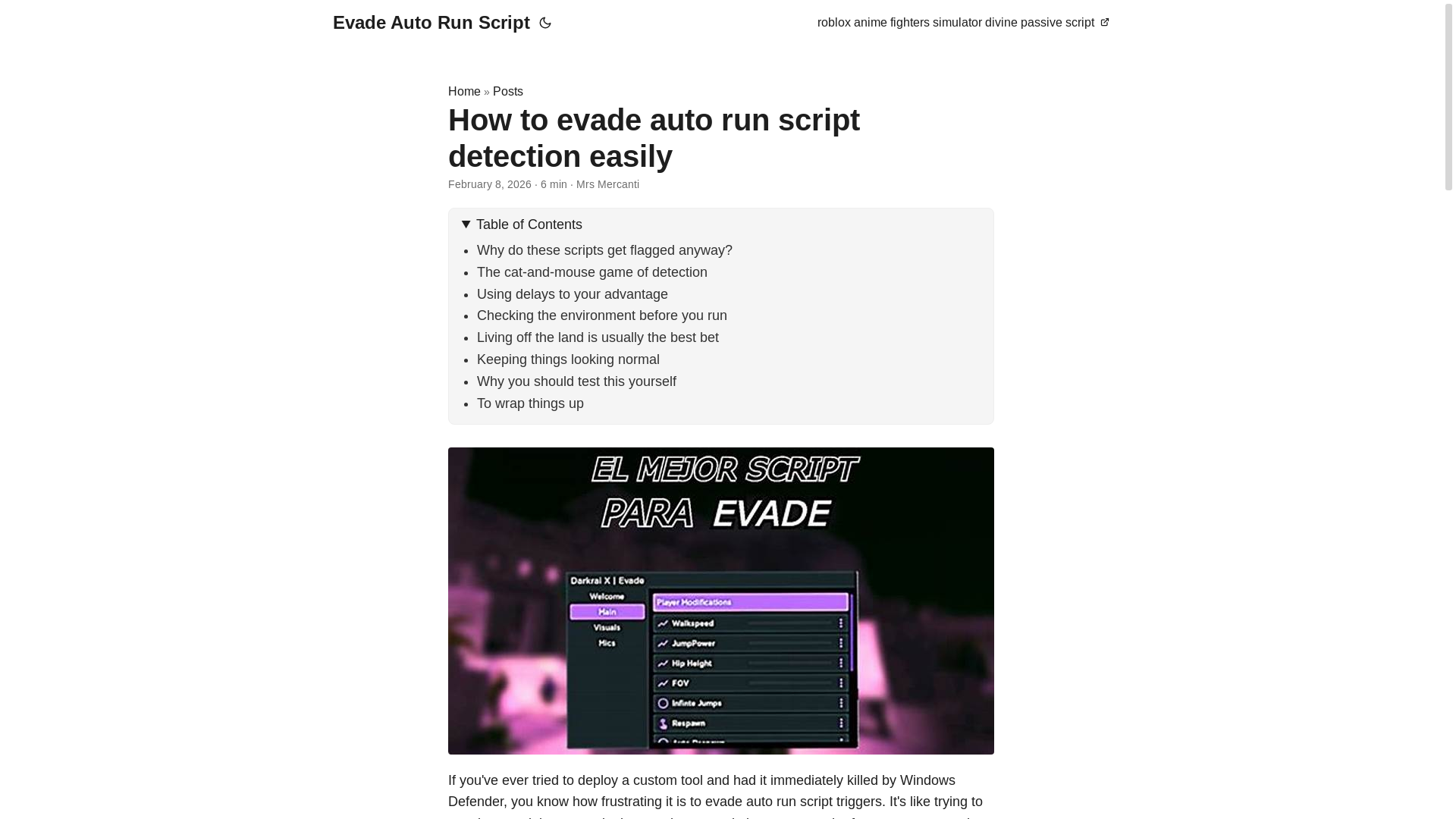 website screenshot of https://evade-auto-run-script.pages.dev/