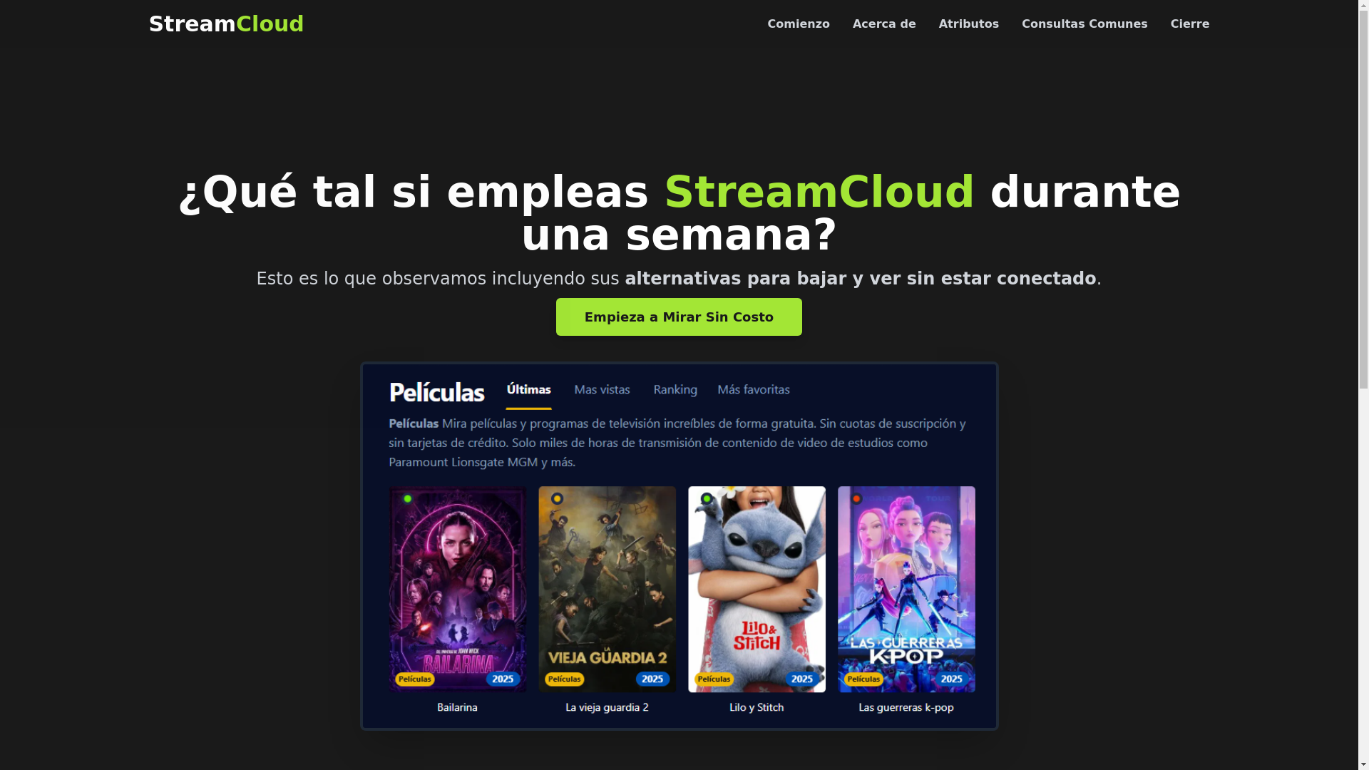 website screenshot of https://streamcloud-fci8.pages.dev/