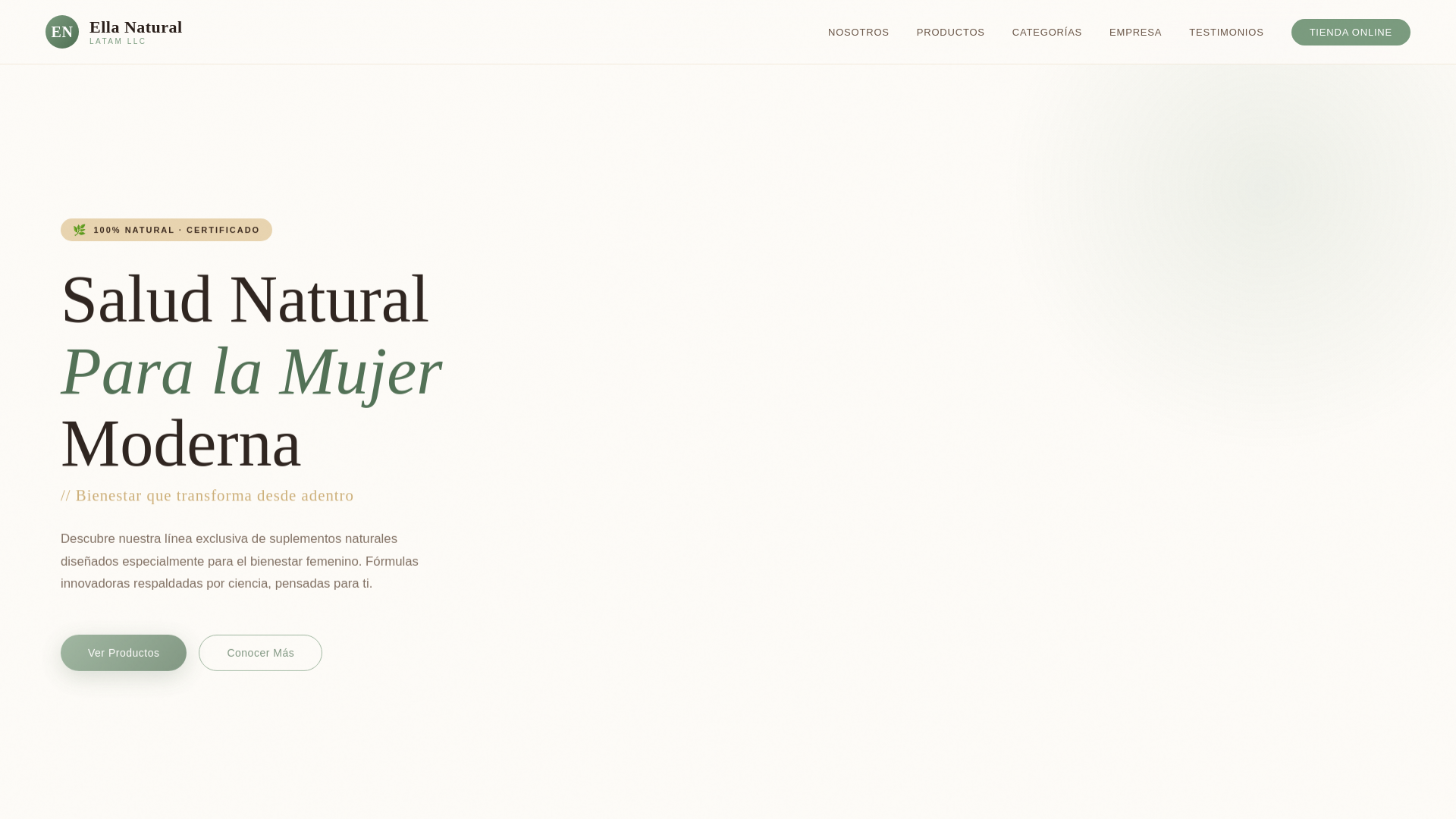 website screenshot of https://ellanatural-latam.com/