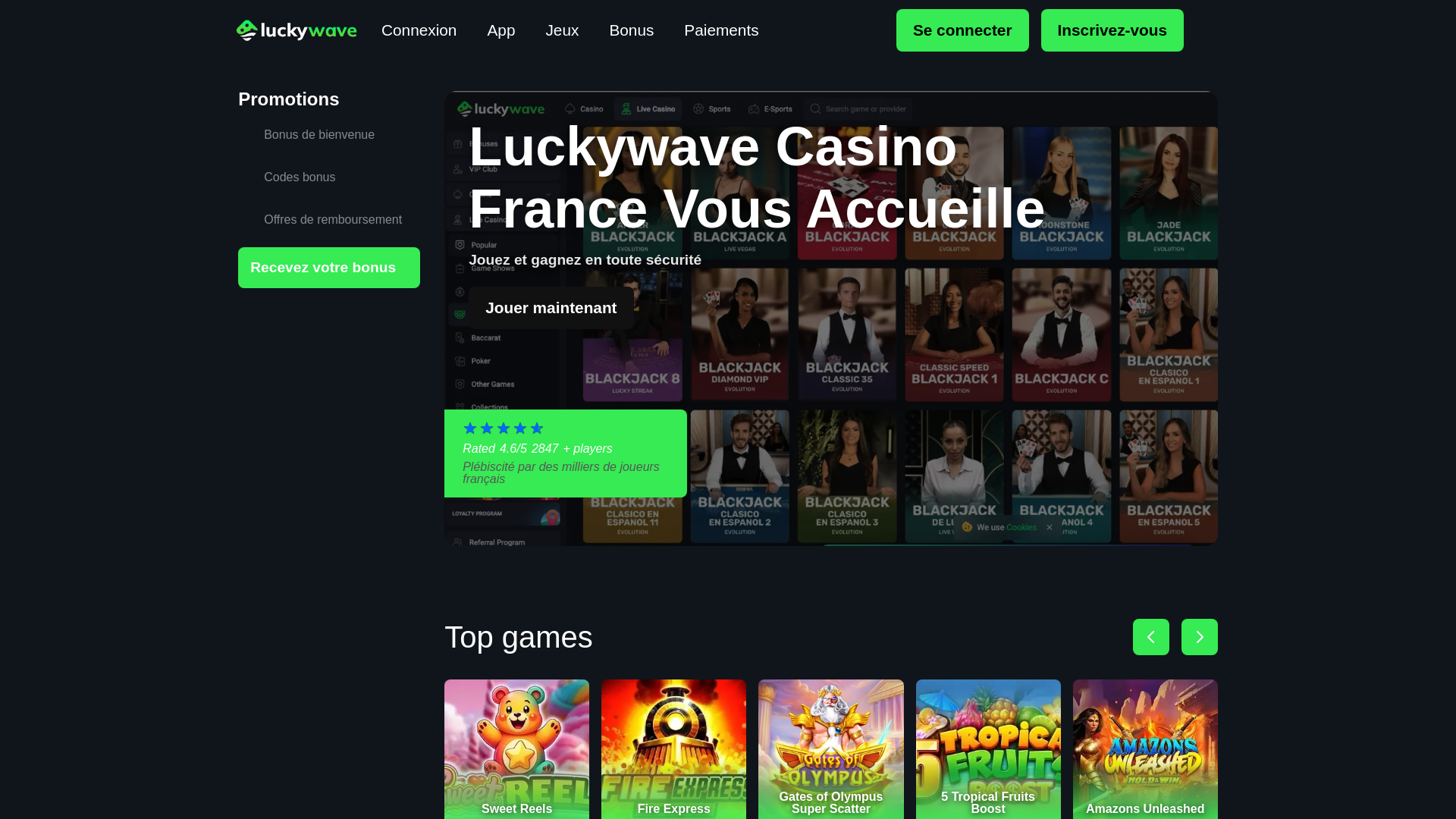 website screenshot of https://luckywaves-fr.pages.dev/