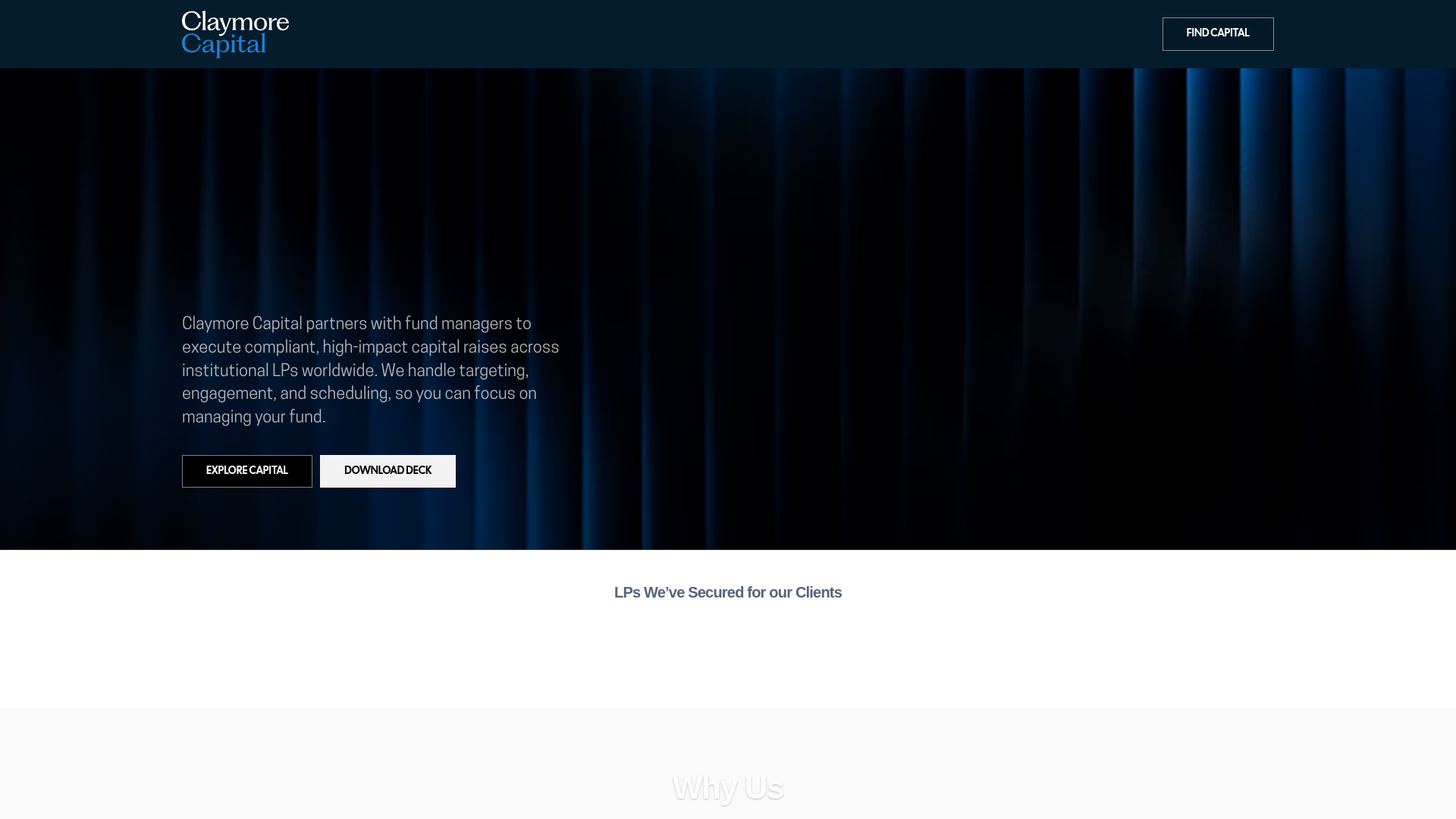 website screenshot of https://claymoreassets.co/
