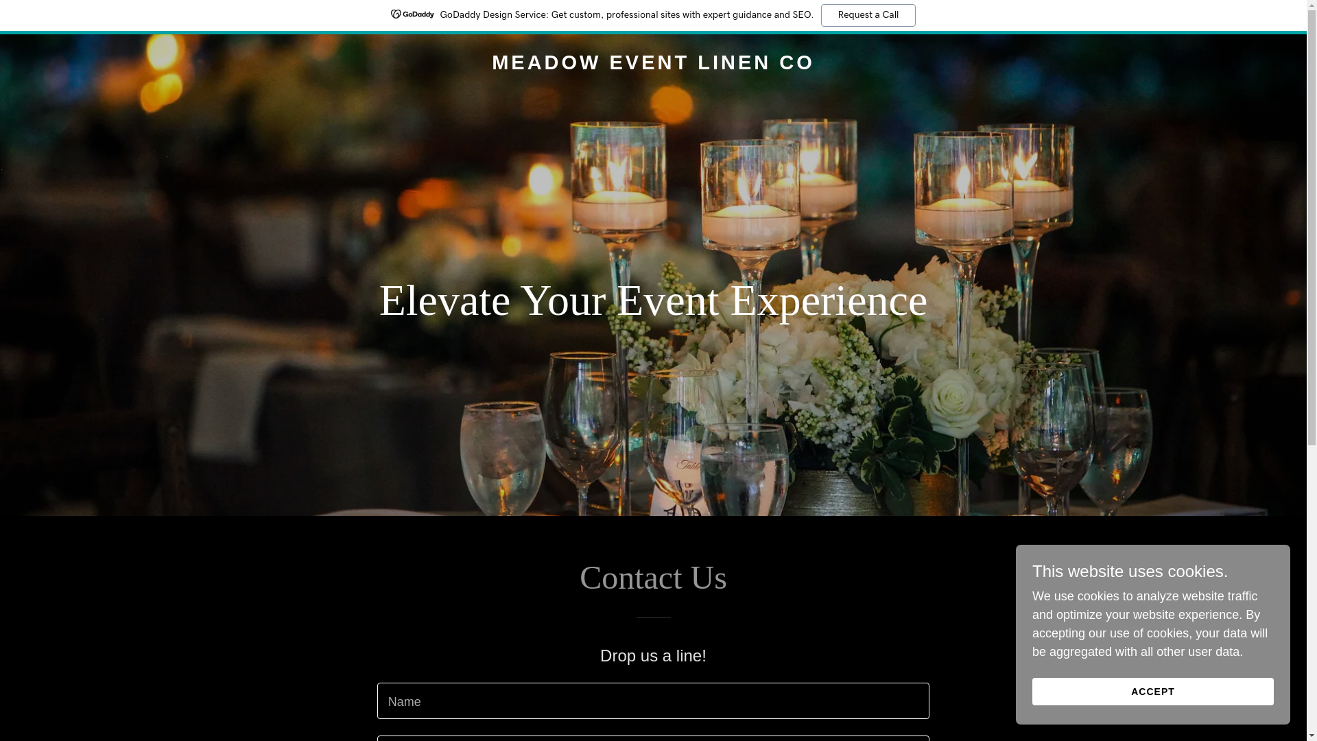 website screenshot of https://meadoweventlinenco.com/