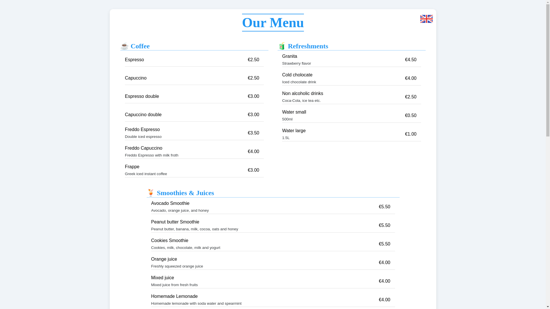 website screenshot of https://kaladicafe.pages.dev/