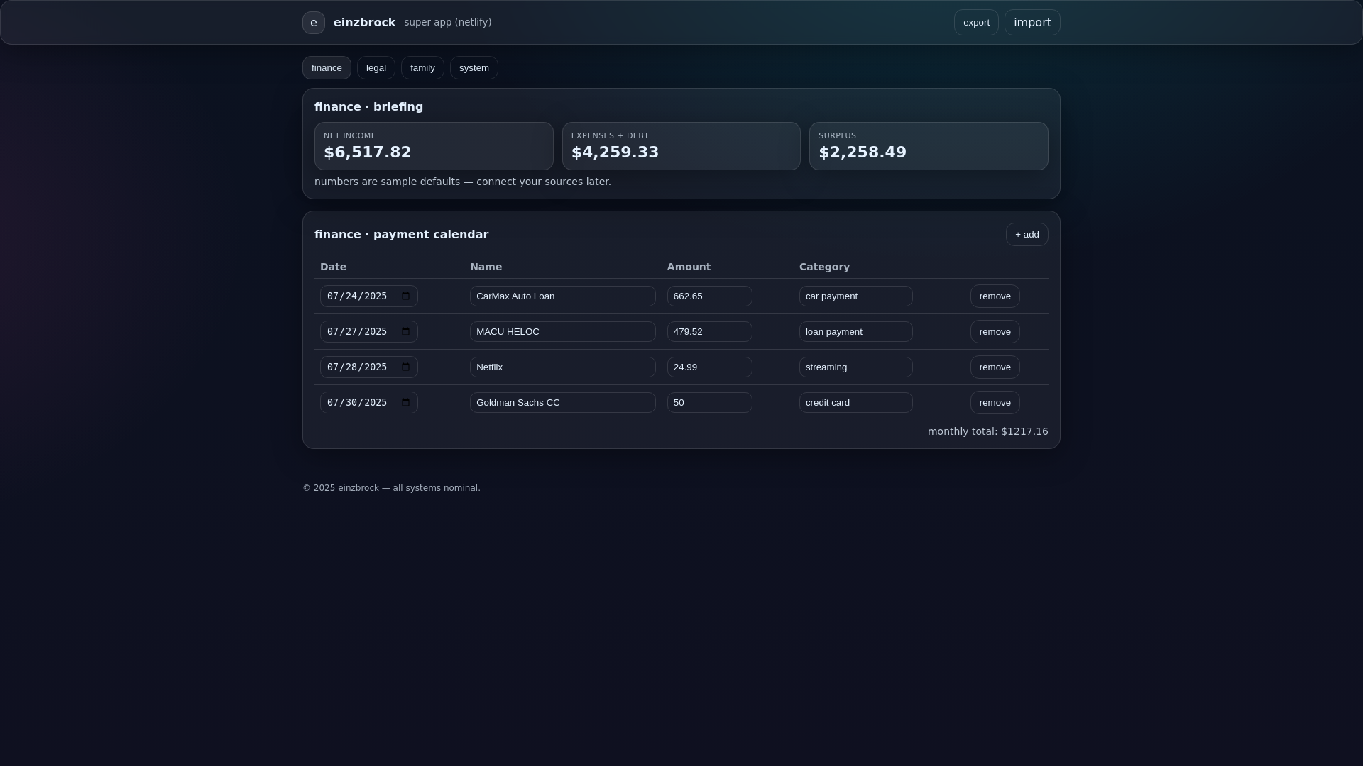 website screenshot of https://einzbrock.com/
