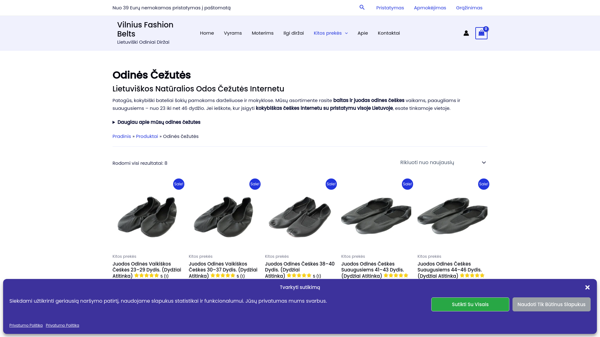 website screenshot of https://cezutes.lt/