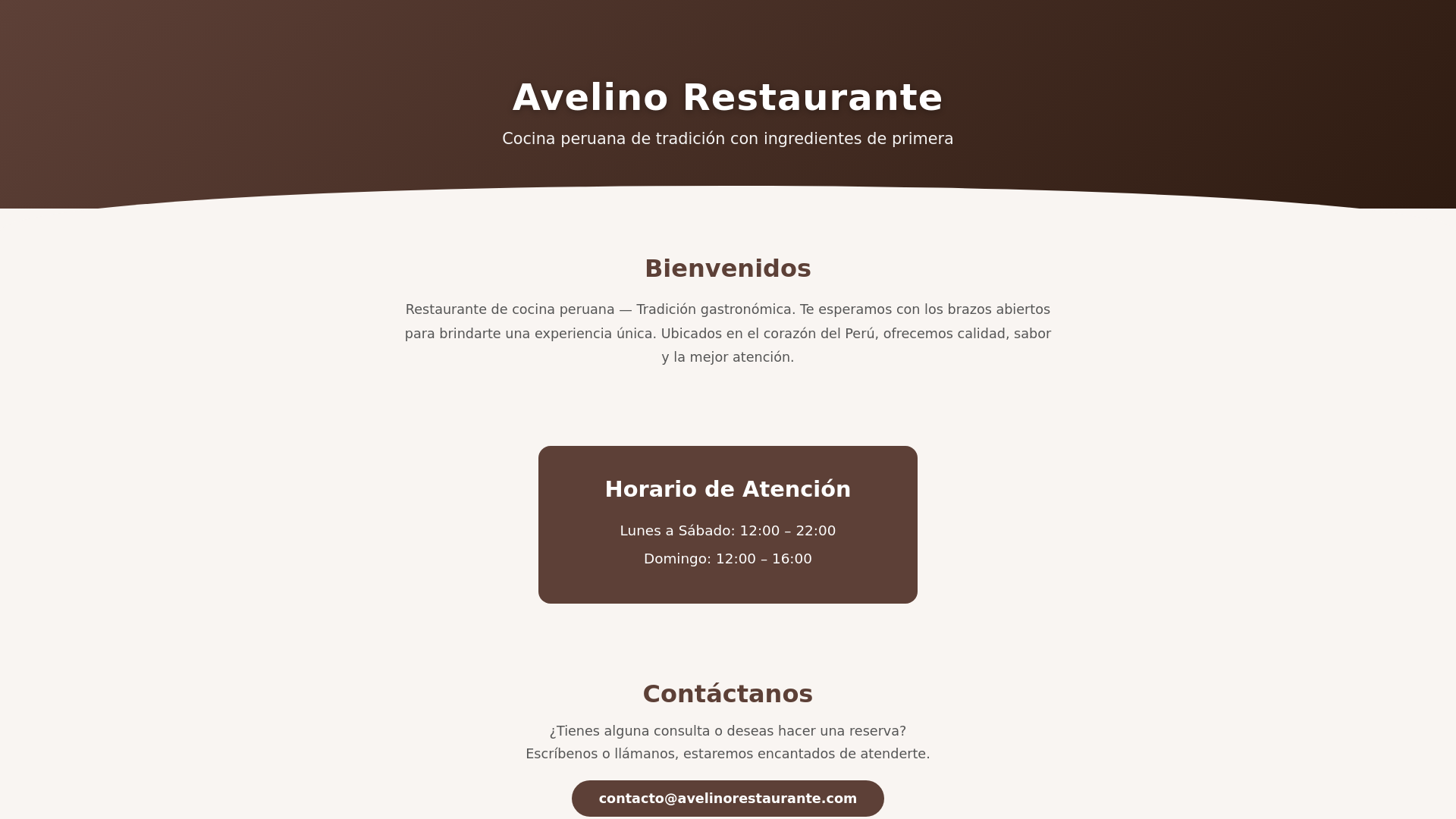 website screenshot of https://avelinorestaurante.pages.dev/